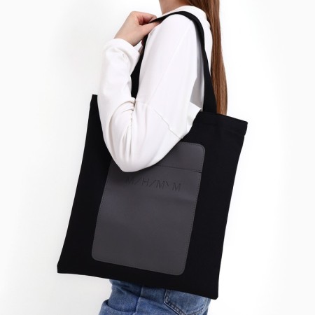 Shoper with a “minimum” pocket, black color, 40 x 35 cm-6