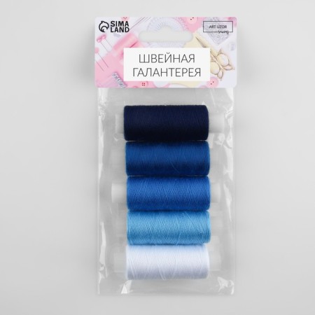 Set of threads, 40/2, 183 m, 5 pcs, color blue spectrum-1