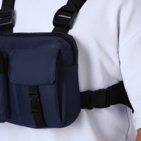 Babberry bag with zipper, 2 external pockets, blue color-6