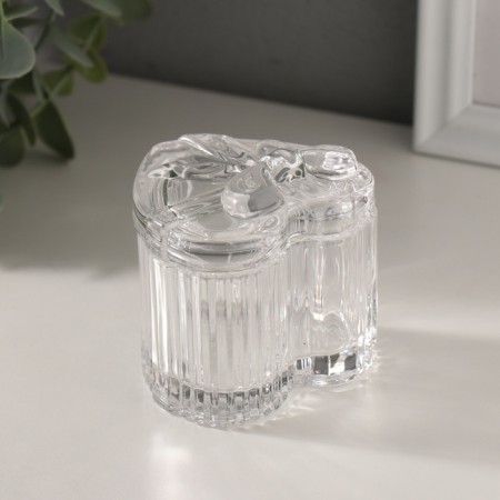 Casket Glass "Gift Heart" Transparent 7.4x7.4x7.1 cm-2