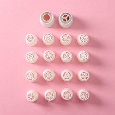 Set of pastry nozzles, d = 3.5 cm, 16 pcs, 2 adapters, color mix