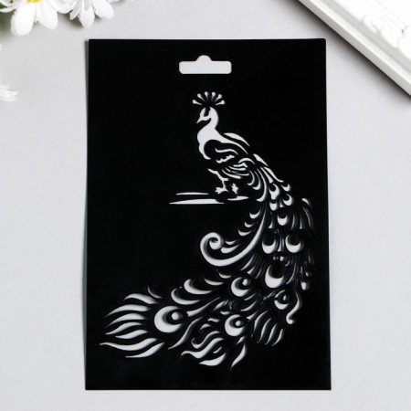 Plastic stencil "Peacock" 14x9.5cm
