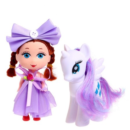 Doll with a pony "Fairytale", purple, in a package-1