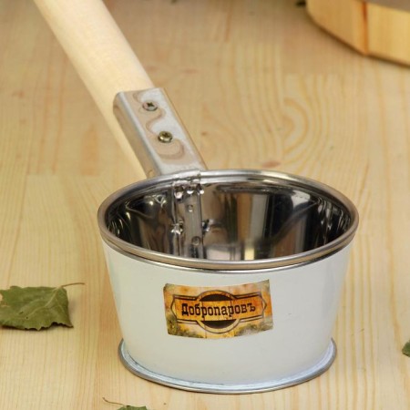 Stainless steel bathhouse, 0.35l, 60 cm, with a wooden pen, "Dobroparov"-2