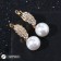 Earrings with pearls "Grace" path, white color in gold