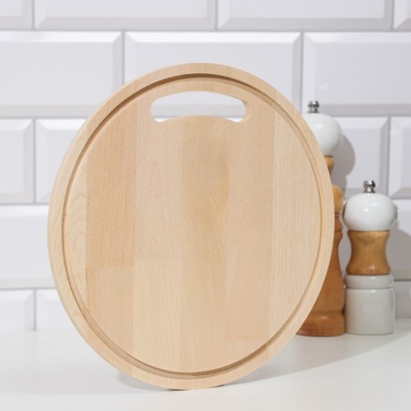 Board wooden board with a gutter "Circle" 24x24x0.8 cm birch