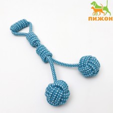 A rope toy with a pen and balls 