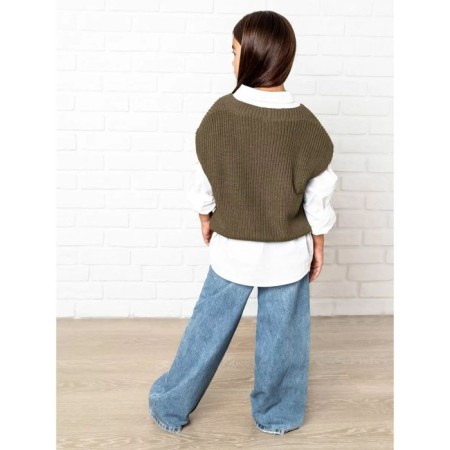 Vest for girl Knit, height 140 cm, beige color-3