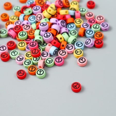 Beads for creativity plastic "Peace" Color set 20 grams 0.4x0.7x0.7 cm-2