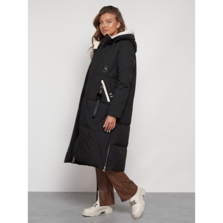 Coat insulated winter female, size 50, black color-6