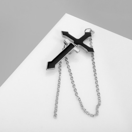 Earring "Kaff" Gothic cross, black color in silver-2