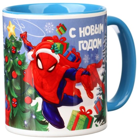 New Year mug 350 ml, spiderman