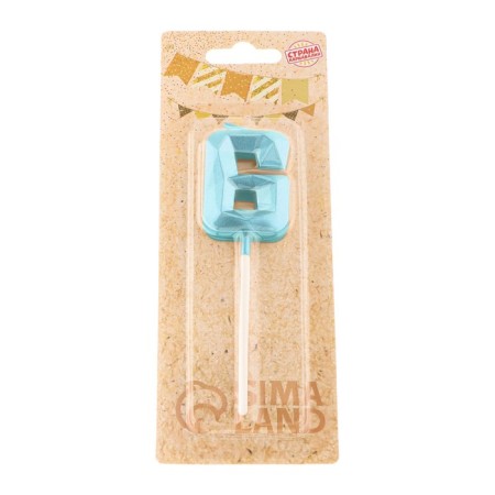 Candle in the cake on the skewer "Almaz", the number "6", blue, 4.8x2.6 cm-6