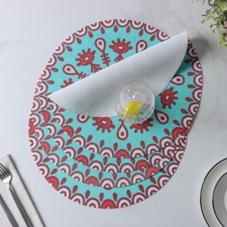 Set of serving napkins on the table “Collie”, 4 pcs, d = 38 cm, turquoise color-3