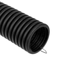 A meter pipe is corrugated from PND, with probe, black, Ø50mm (bay 15 m/union) rexant
