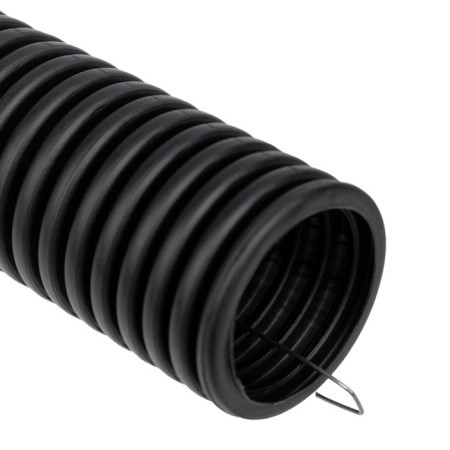 A meter pipe is corrugated from PND, with probe, black, Ø50mm (bay 15 m/union) rexant