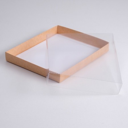 Cardboard box with a transparent lid, craft, 26 x 21 x 3 cm-2