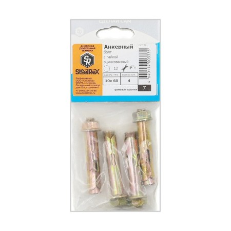 Steelrex anchor bolt, with a nut, galvanized, 10x60 mm, 4 pcs-1