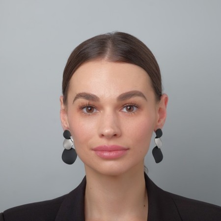 Earrings Metal "Azelia" circles, trio, black color in silver-3