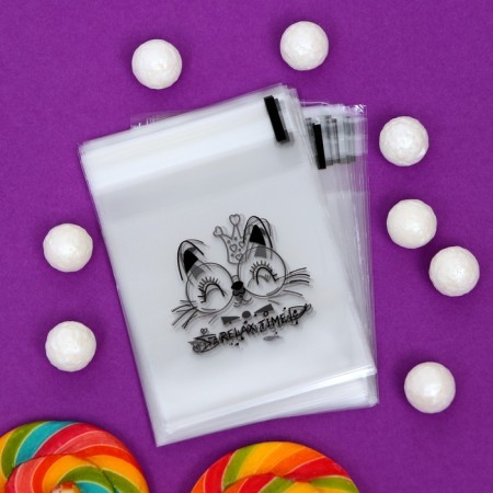 BOPP package with sticky tape, "happiness", 7*7+3cm-1