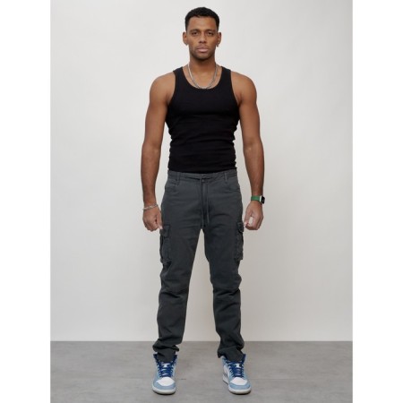 Cargo jeans men, size 54, dark gray color