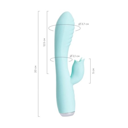 A vibrator with a clitoral stimulator and tongue Jos Milo, silicone, mint color, 20 cm-8