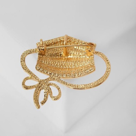 Brooch "Mask" Medical, white color in gold-1