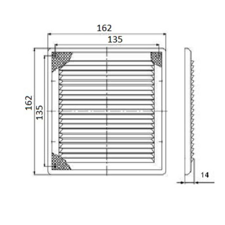 Ventilation grate Zein Lux LP162, 162 x 162 mm, with a net, detachable-6