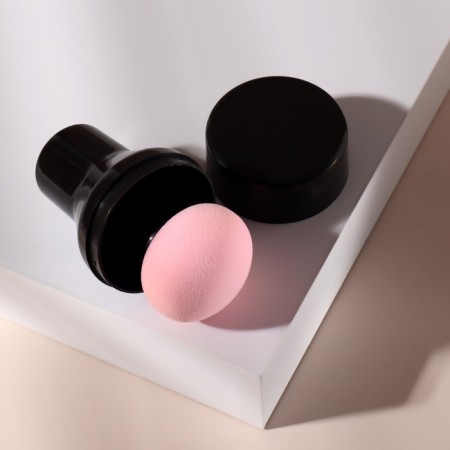 Makeup sponge with the handle "Style", D 4.1 × 3 cm, in case, black/pink color-5