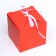 The box is folding, square, red, 8 x 8 x 8 cm,