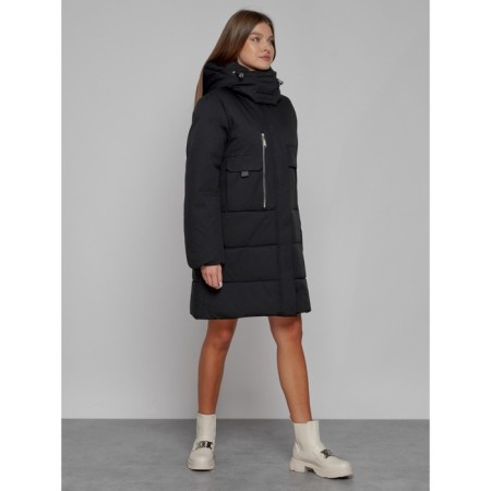 Coat insulated winter female, size 44, black color-2