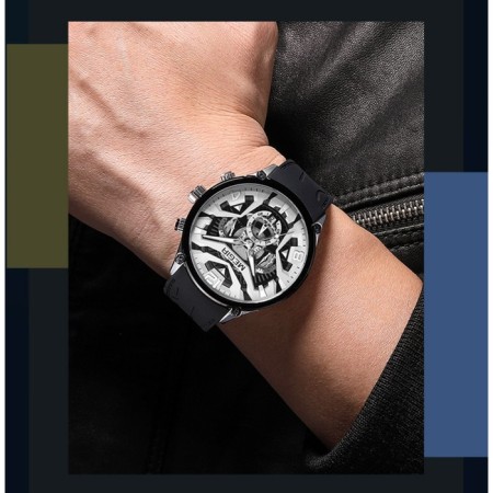 Men's watch, D-4.6 cm, with chronograph, 3 atm, luminous, black-1