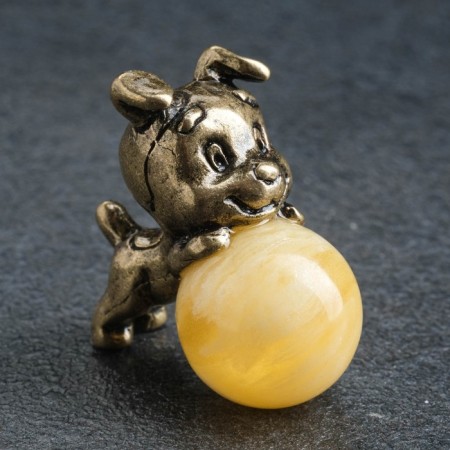 Souvenir "Dog", brass, amber resin, 2.9x1.5x2.0 cm-3