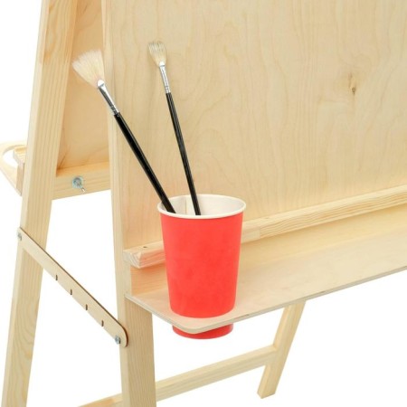 Molbert Type "Clap", bilateral, 120 x 60 x 65 cm, tablet 60 x 60 cm, shelf with two cup holders, unpainted wood, calligrata-3