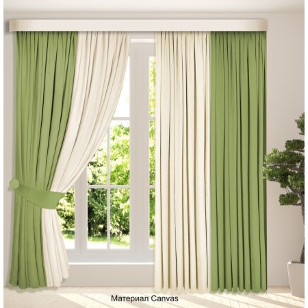 Set of curtains "Canvas", size 200x260 cm, 2 pcs, olive color, milk-4