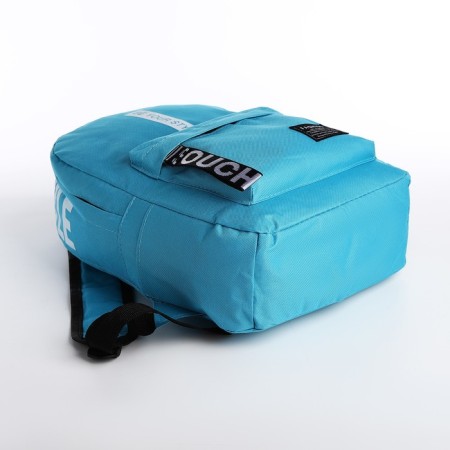 A backpack with a zipper, an outer pocket, 2 side pockets, blue color-4
