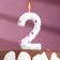 A candle in a cake for a birthday "Confetti", the number "2", a giant, 9 cm