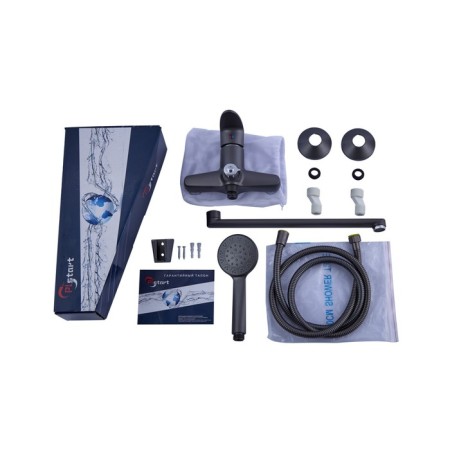 Bath mixer PLSTART PL2205-17, single-leaf, pouring 320 mm, with shower set, graphite 96866-1