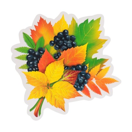 Decoration on the adhesive tape "Autumn Bouquet" Berries, Black Tone, 18x18 cm