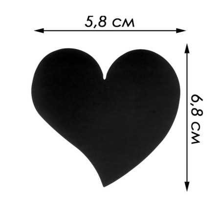Cretaceous price tags "heart" self -adhesive, set of 10 sheets, 6.8 × 5.8 cm, black color-3