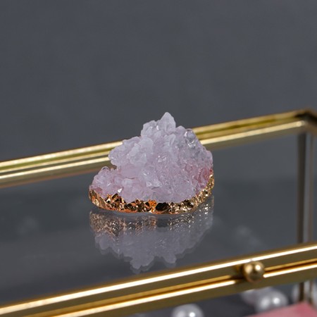 Organizer for storage "Crystal", with a lid, glass, 1 section, 17 × 11.5 × 10 cm, the color is transparent/copper/pink-7