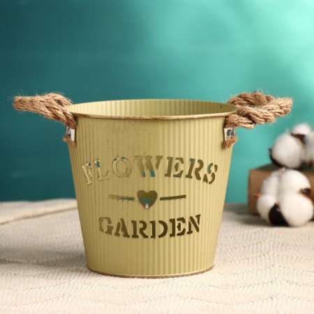 Kashpo "Bucket Flower Garden" Green, 13x13x12cm-1