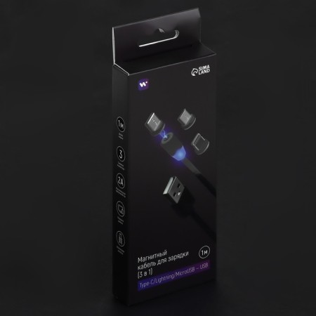 Windigo, 3 in 1, MicroUSB/Lightning/Type -C - USB, Magnetic, 2 A, Nylon, 1 m, black-4