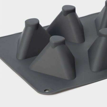 Form for baking and mousse desserts Konfinetta "Rafael", silicone, 28.5 × 21.5 × 5 cm, 6 cells (7 × 4.9 cm), color gray.-2