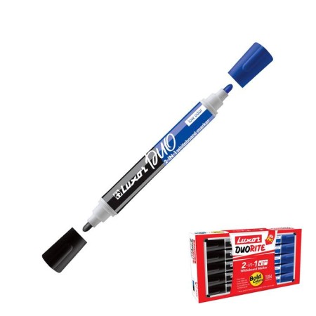 Marker for white boards Luxor Duorite, 1-3 mm, bilateral, bullet, black/blue-3