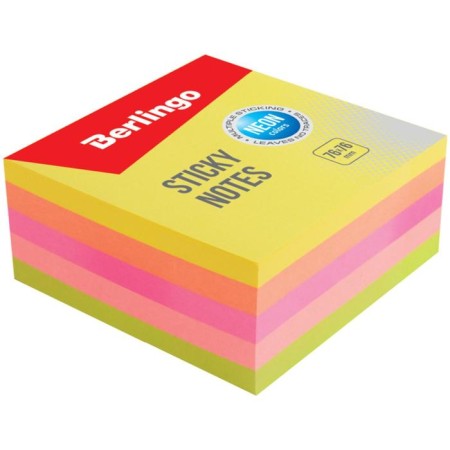 Block with a sticky edge of Berlingo 76x76 mm, 400 sheets, 5 neon colors