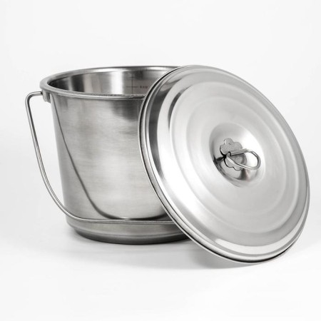 A bucket with a lid, 7 l, a measured scale, stainless steel-3