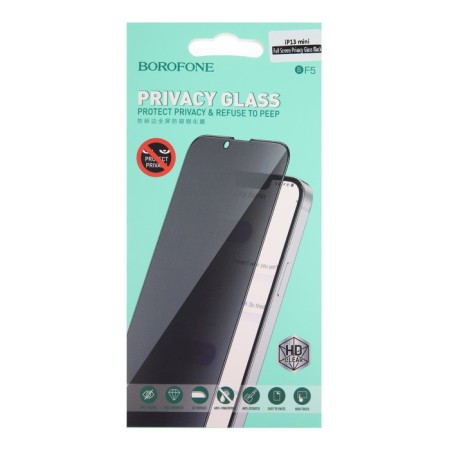 Borofone protective glass, for iPhone 13 mini, antishpion, full glue, 0.33 mm, 9 h-2