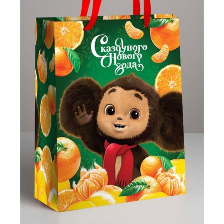 New Year. Gift package, 18x23x11.5 cm, packaging, Cheburashka-1