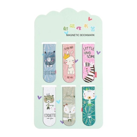 A set of magnetic bookmark for books Calligrata 6 pieces, "animals", mix-7